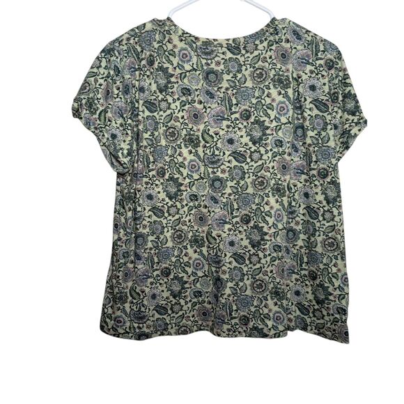 Loft T-Shirt Women's Large Green Floral Vintage Soft Crew Neck Short Sleeve Top - Picture 5 of 9